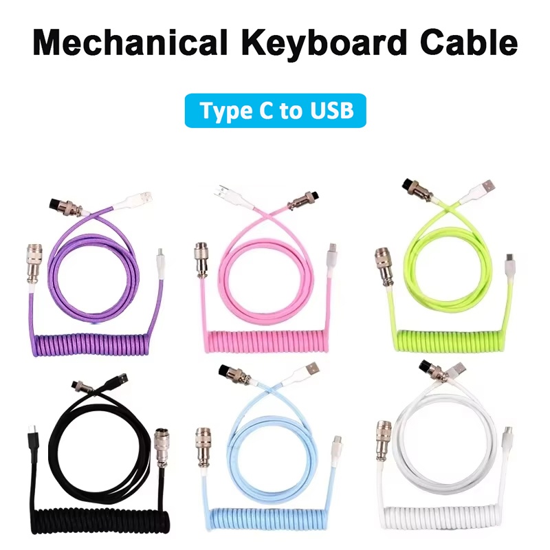Gaming Keyboard Types - メカニカルキーボードコイル状ケーブルアビエイターケーブルタイプ C から USB コンピュータ航空コネクタケーブルゲームキーボードアクセサリー用