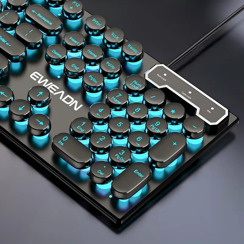 Gaming Keyboard No Rgb - レトロパンクメカニカル風キーボードマウスセット有線ワイヤレスRGBバックライトゲーミングオフィスコンボPCラップトップ用