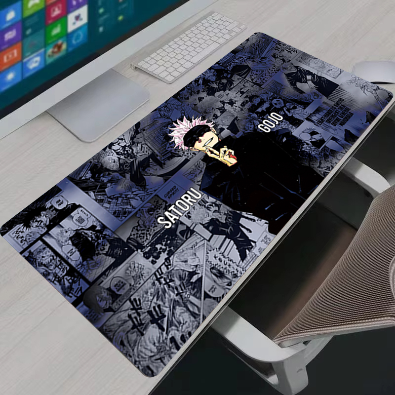 Gaming Keyboard Nearby - マウスパッドクールアニメ呪術廻戦五条悟大型ゲーミングマウスパッドゲーマーラップトップキーボードマットコンピュータキャビネットデスクマット