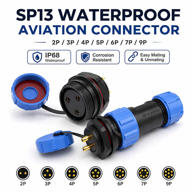 Aviator Connector Kit - IP68 SP13航空プラグソケット防水コネクタリアナットパネルマウント2ピン3 4 5 6 7