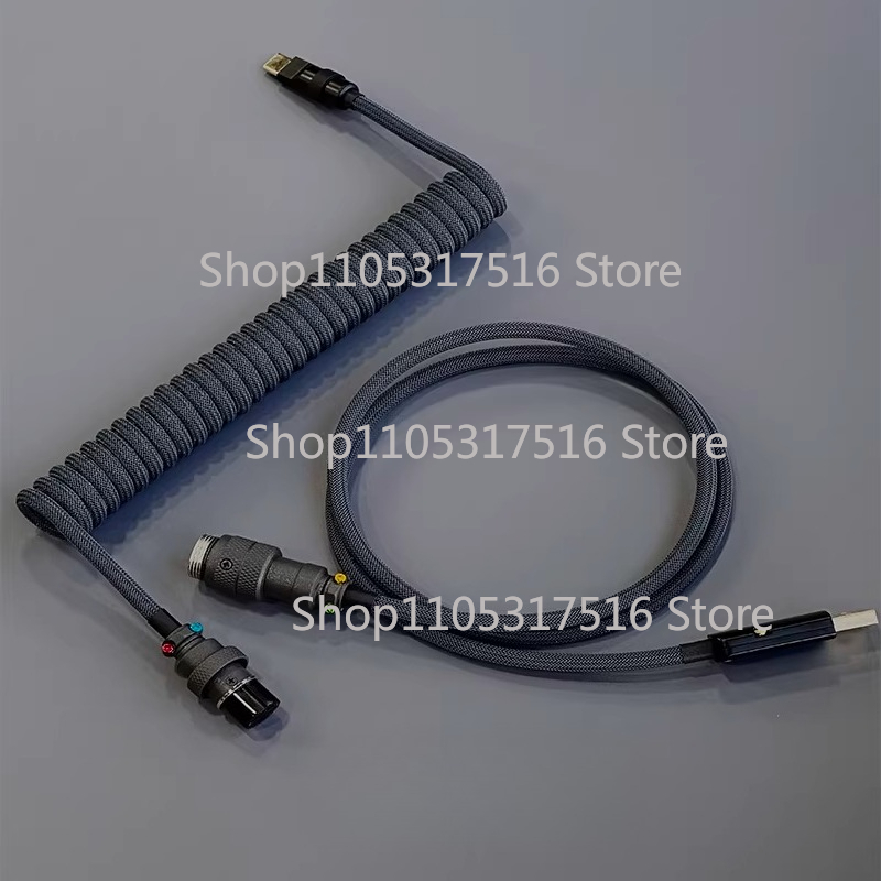 Aviator Connector Kit - 未知のエラー用 カスタムメカニカルキーボード スパイラル航空コネクタ Type-C ケーブル ブラックカーボンパウダー