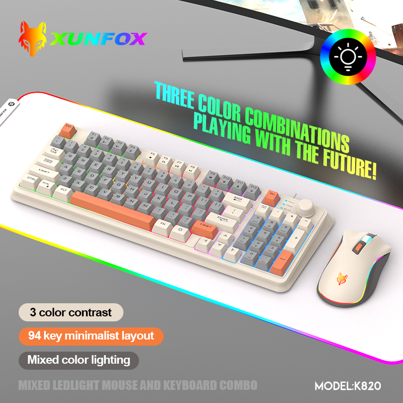 Gaming Keyboard Mouse And Headset Combo - USBケーブル付きキーボードとマウスのセット,照明付き,デスクトップ,ラップトップ,家庭,オフィス,女性,男性,k820