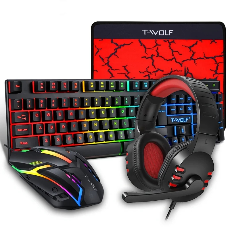 2026 4-in-1有線ゲーミングキーボード、マウス、マウ - Gaming Keyboard Mouse And Headset Combo のレビューと価格
